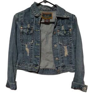 Paris Angel Women’s Distressed Denim Jacket – Size Small, Casual Wash Jean Coat